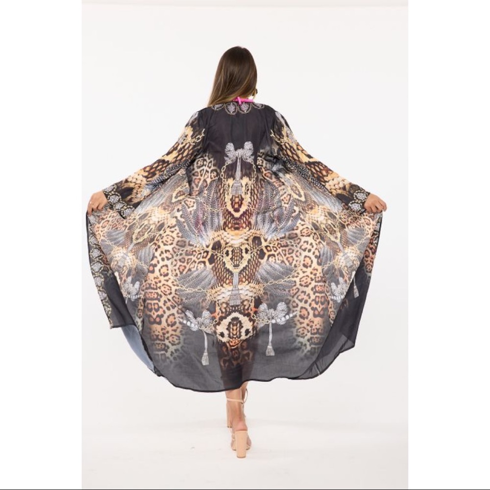 Animal Print Swim Vacation Kimono Duster NWT 680